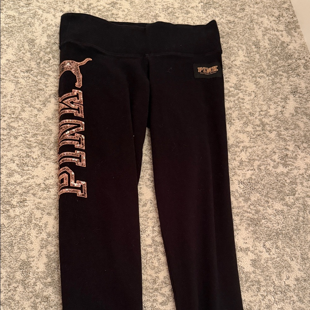 PINK Victoria's Secret Black and Rose Gold  Leggings - Picture 2 of 3